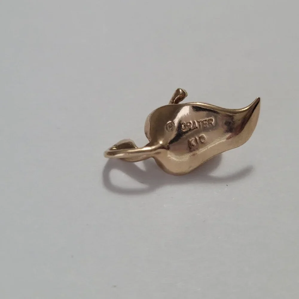 10k Gold Pearl Pea Pod Leaf Pendant by Crater June Birthstone - Picture 8 of 15